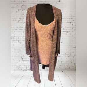 3X•PURPLE BLENDED SUPERSOFT LONGLINE CARDIGAN•